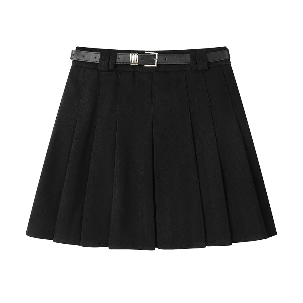 Pleated Skirt with Belt