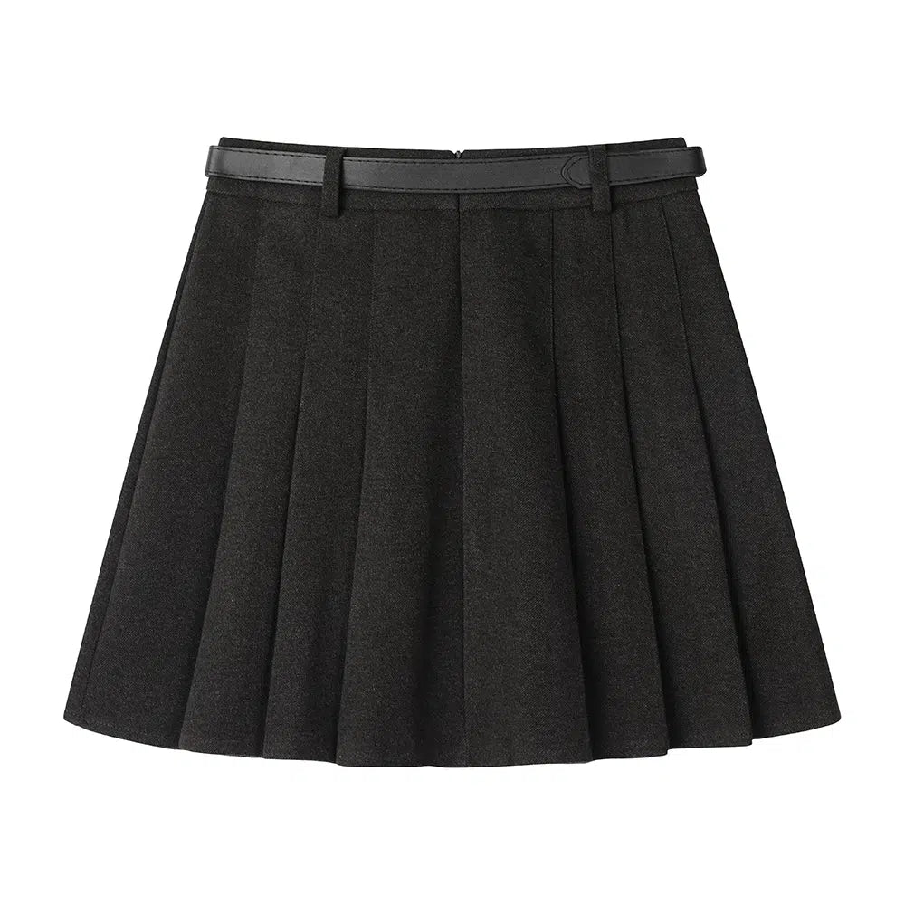 Pleated Skirt with Belt