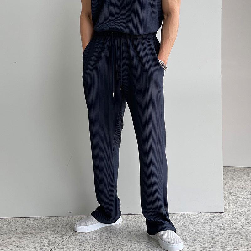 Pleated Sports Vest & Drawstring Pants Suit