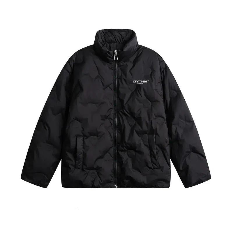 Pleated Stand-collar Puffer Jacket