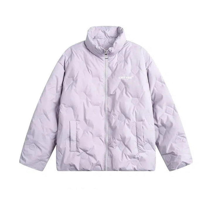 Pleated Stand-collar Puffer Jacket