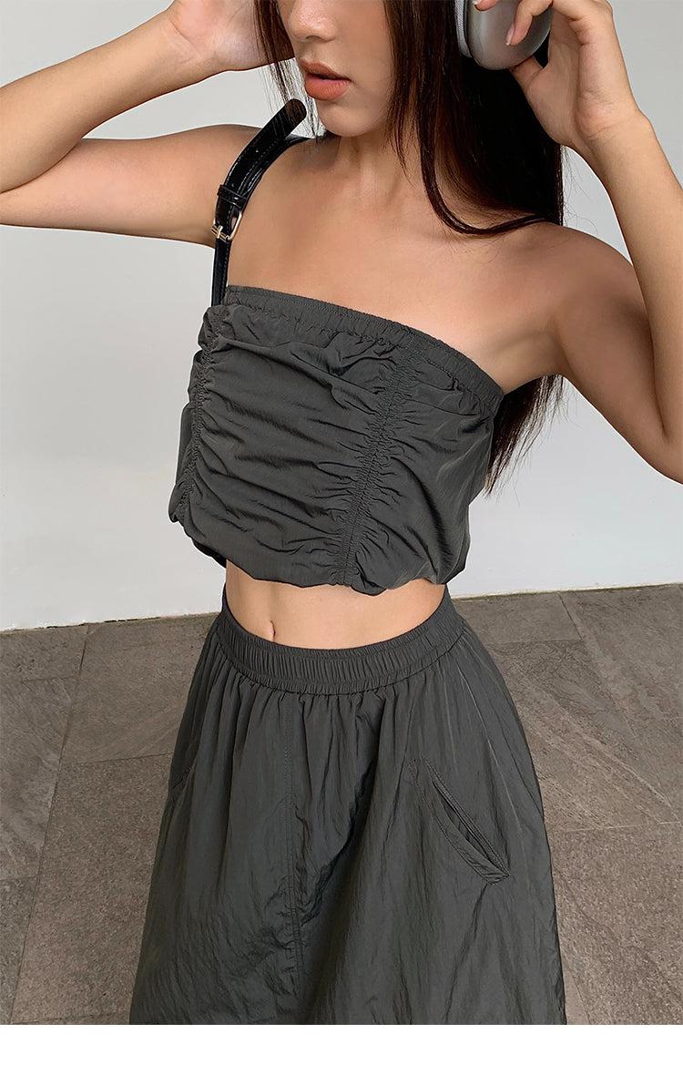 Pleated Tube Top Vest