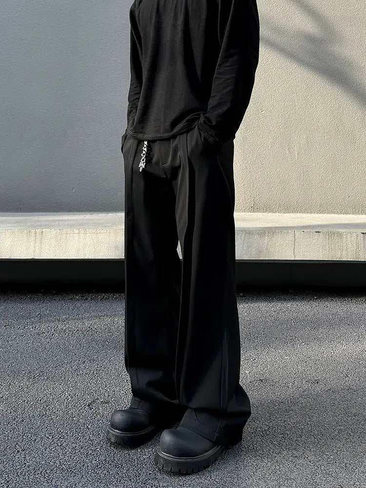 Pleated Wide-Leg Casual Pants