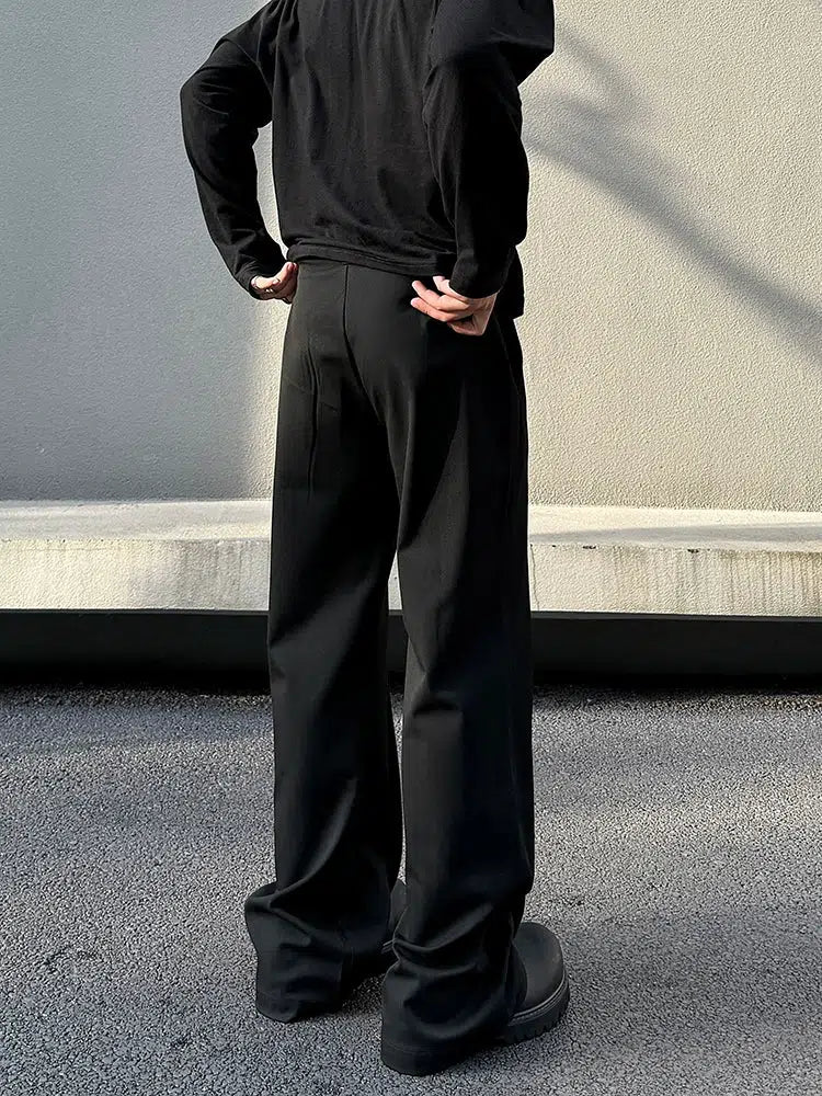 Pleated Wide-Leg Casual Pants