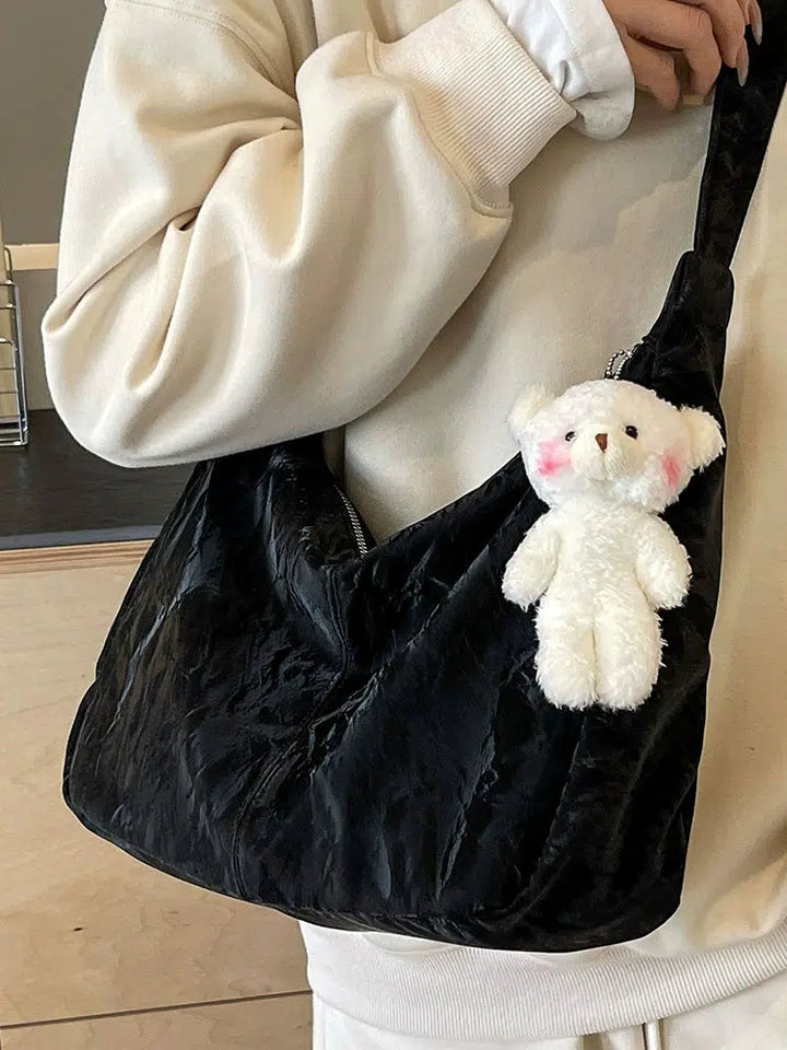 Plush Bear Charm Shoulder Bag