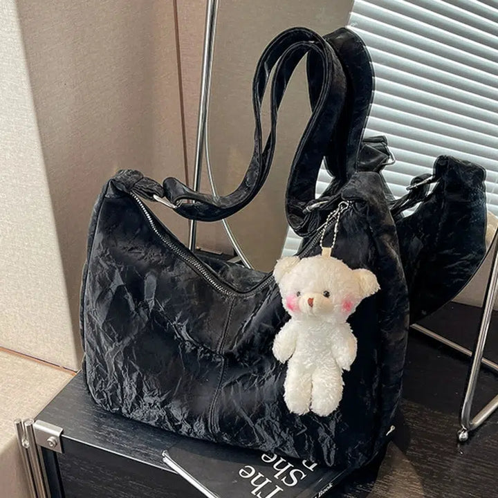 Plush Bear Charm Shoulder Bag