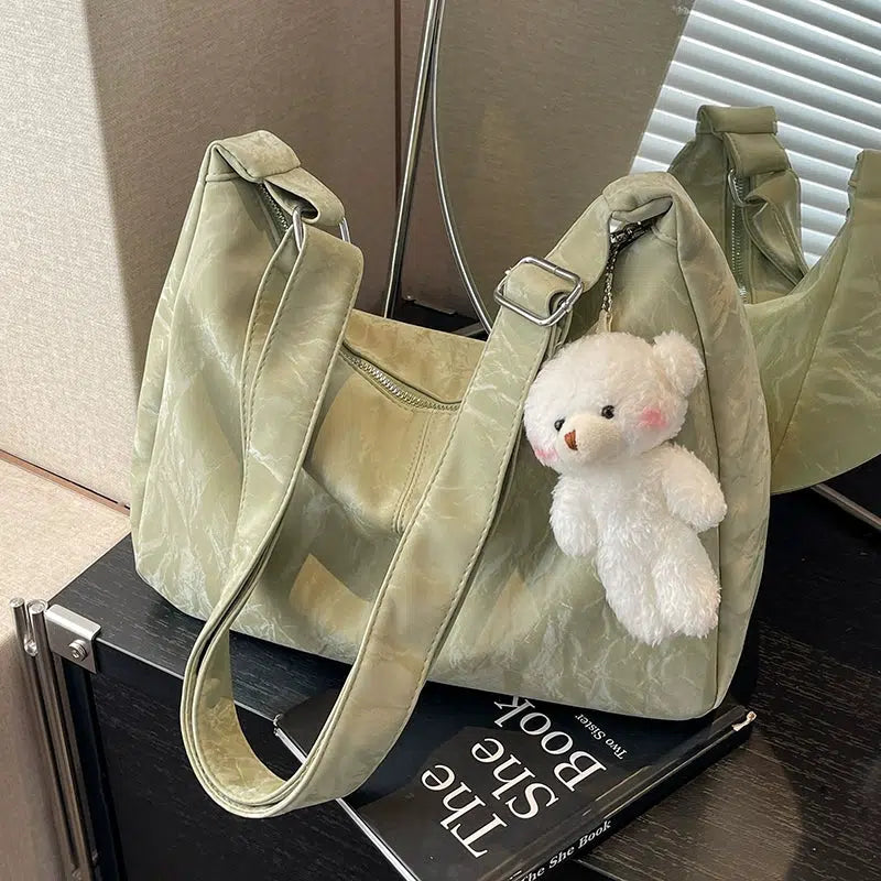 Plush Bear Charm Shoulder Bag