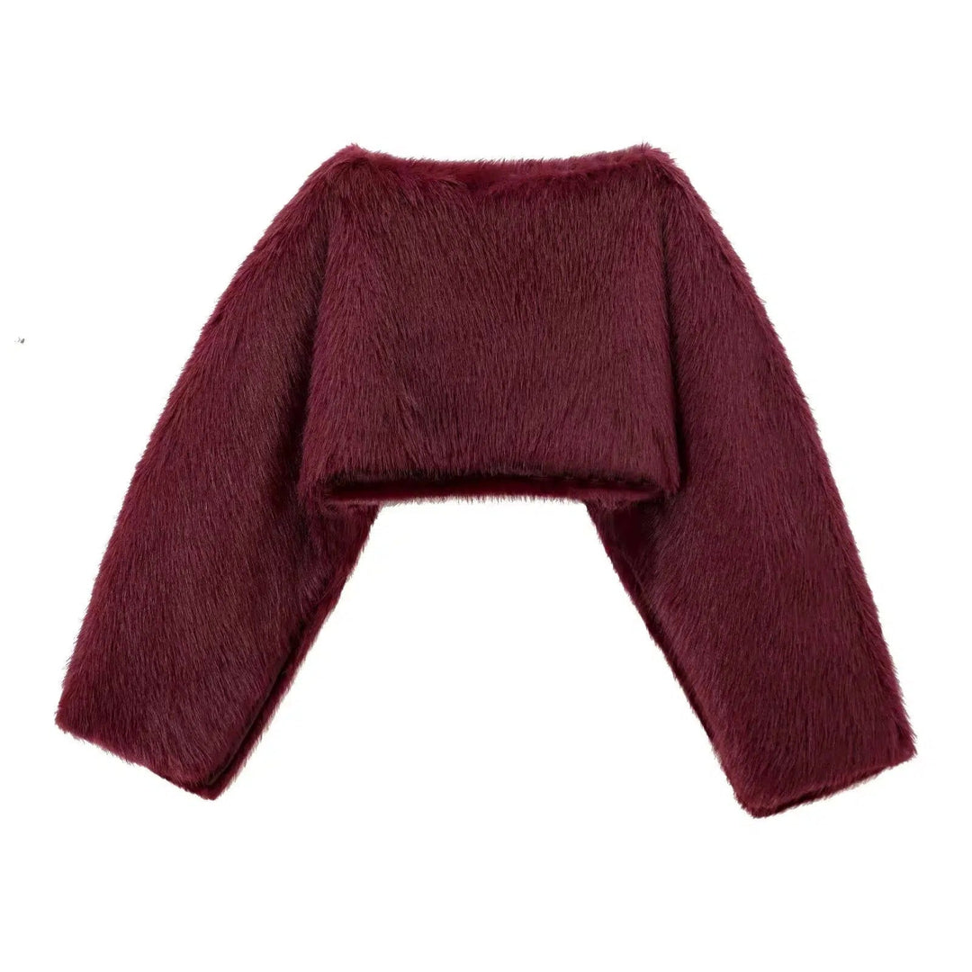 Plush Cropped Hoodie Top