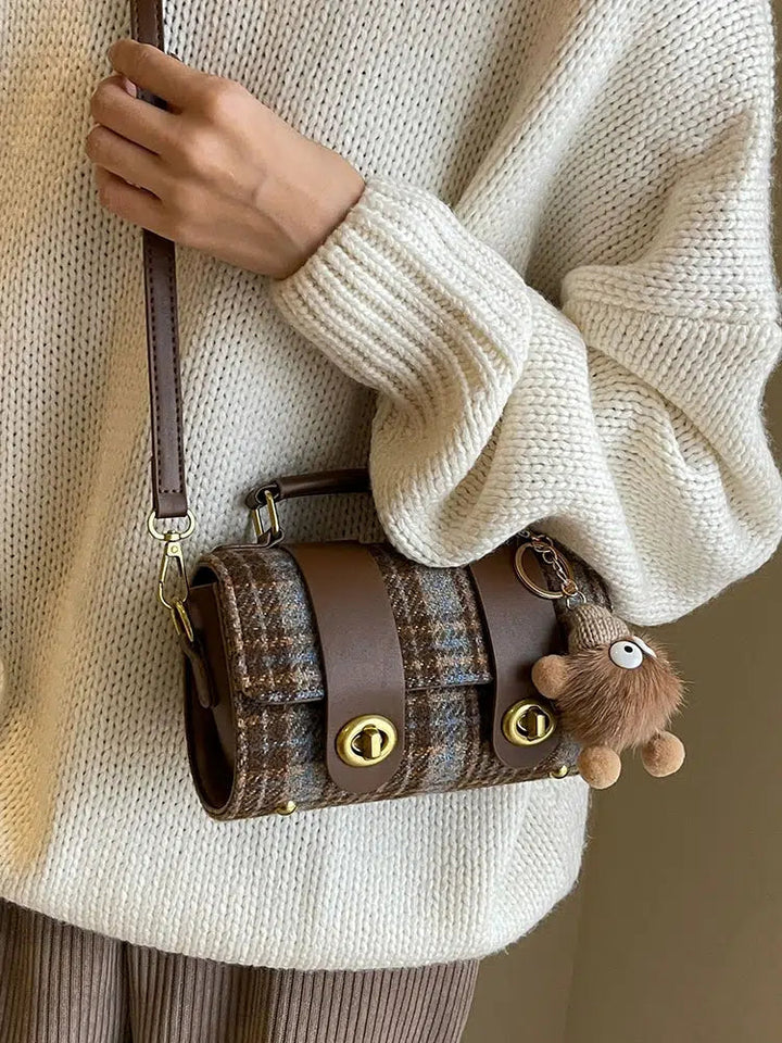 Plush Keychain Barrel Crossbody Bag