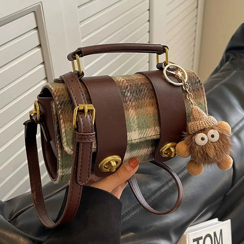 Plush Keychain Barrel Crossbody Bag