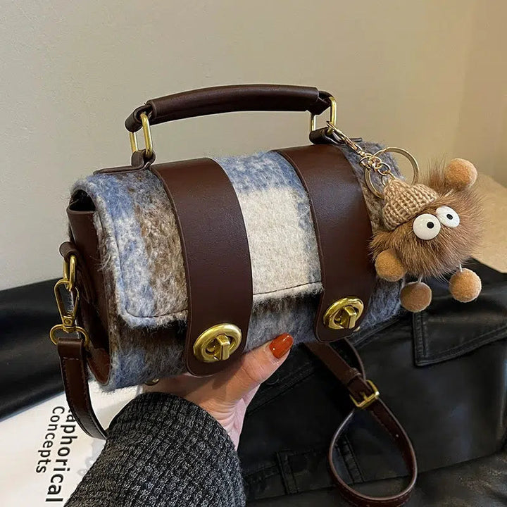 Plush Keychain Barrel Crossbody Bag