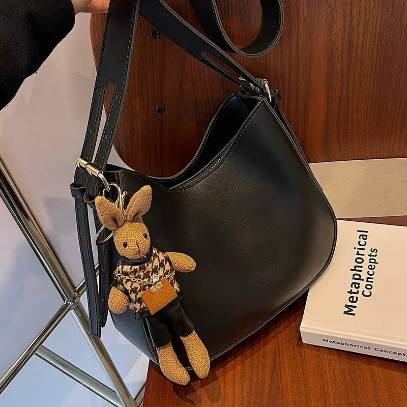 Plush Keychain Leather Shoulder Bag