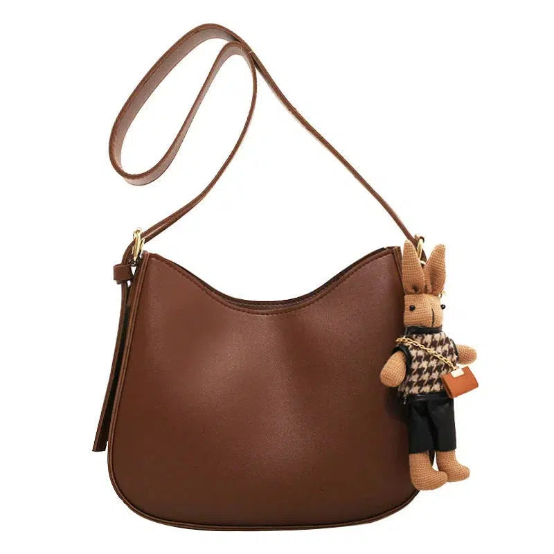 Plush Keychain Leather Shoulder Bag