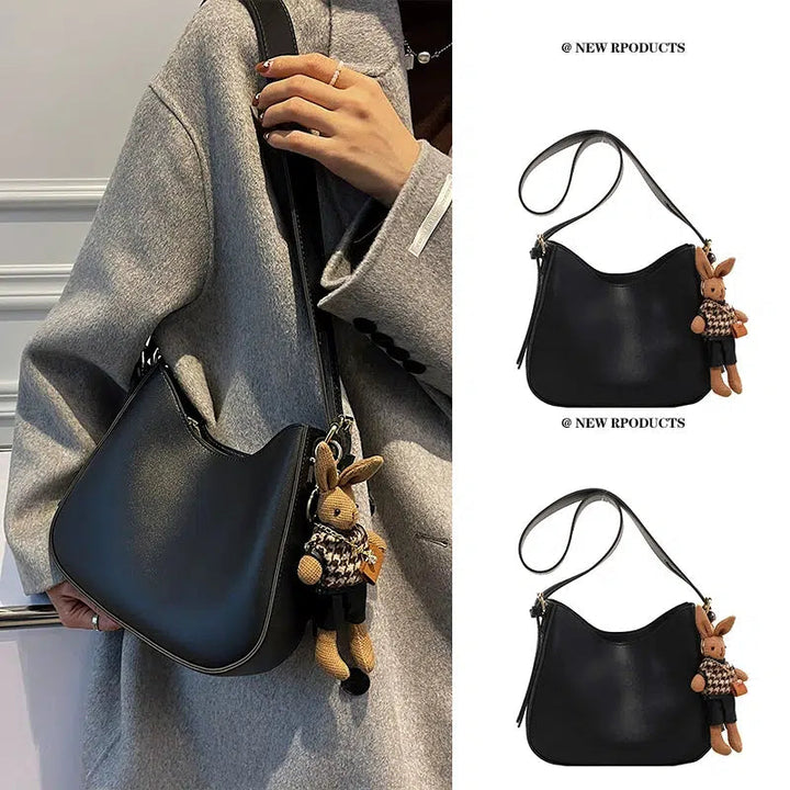 Plush Keychain Leather Shoulder Bag