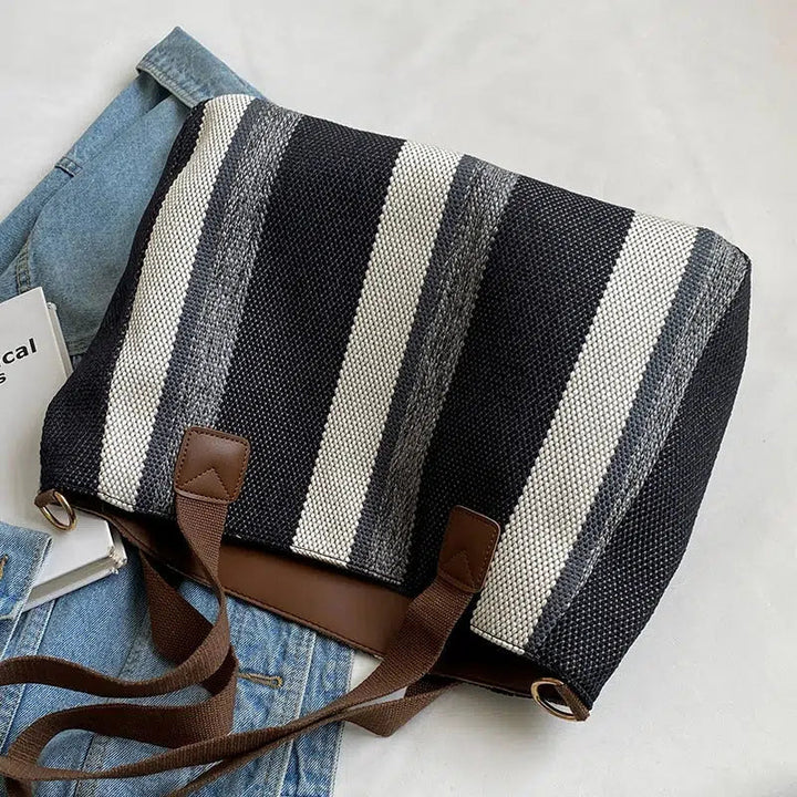 Plush Keychain Striped Tote Bag