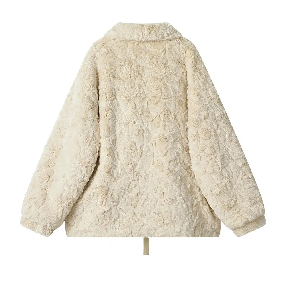 Tie Closure Plush Textured Coat