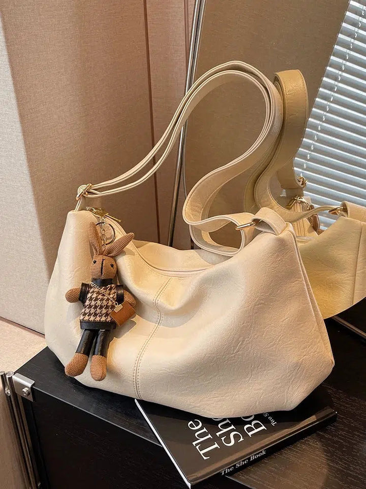 Plush Toy Keychain Leather Shoulder Bag