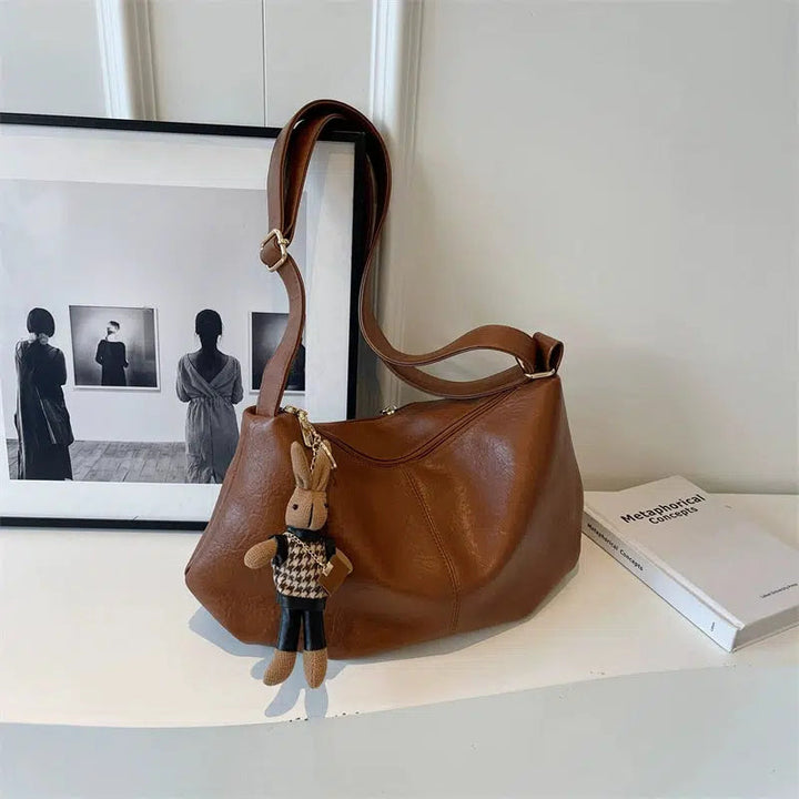 Plush Toy Keychain Leather Shoulder Bag