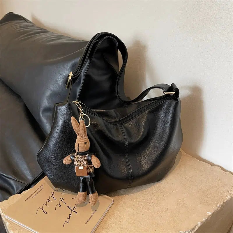 Plush Toy Keychain Leather Shoulder Bag