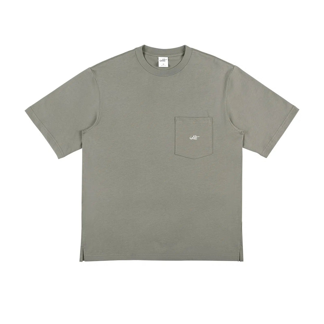 Pocket Logo Embroidered Round Neck T-Shirt