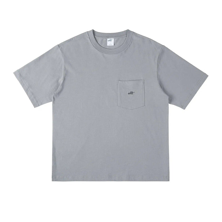 Pocket Logo Embroidered Round Neck T-Shirt