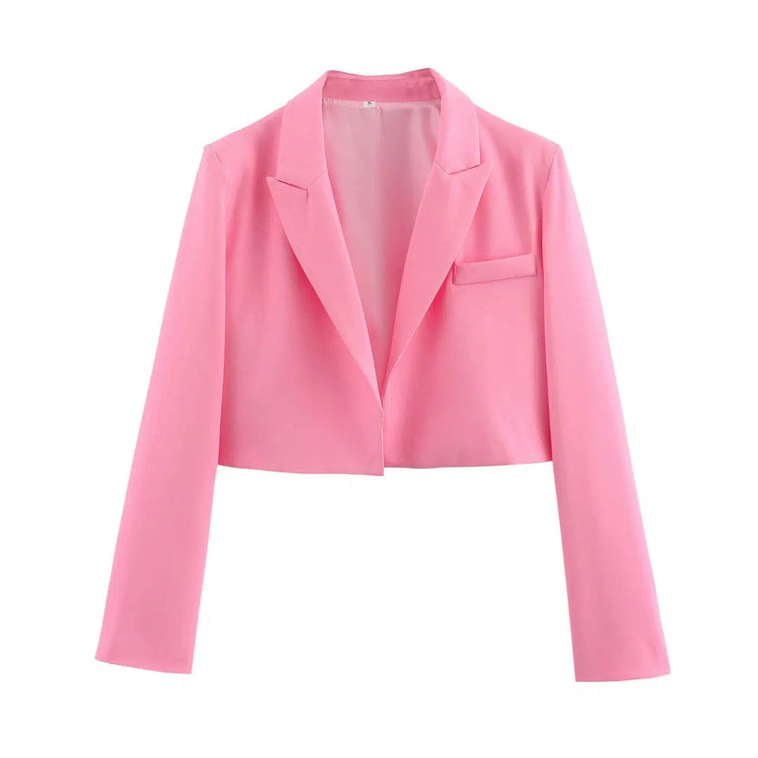 Pockets Cropped Blazer Jacket