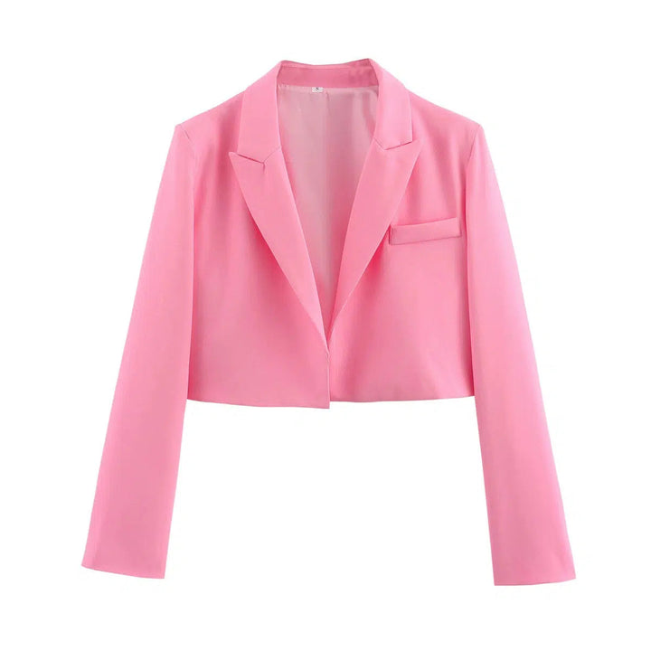 Pockets Cropped Blazer Jacket