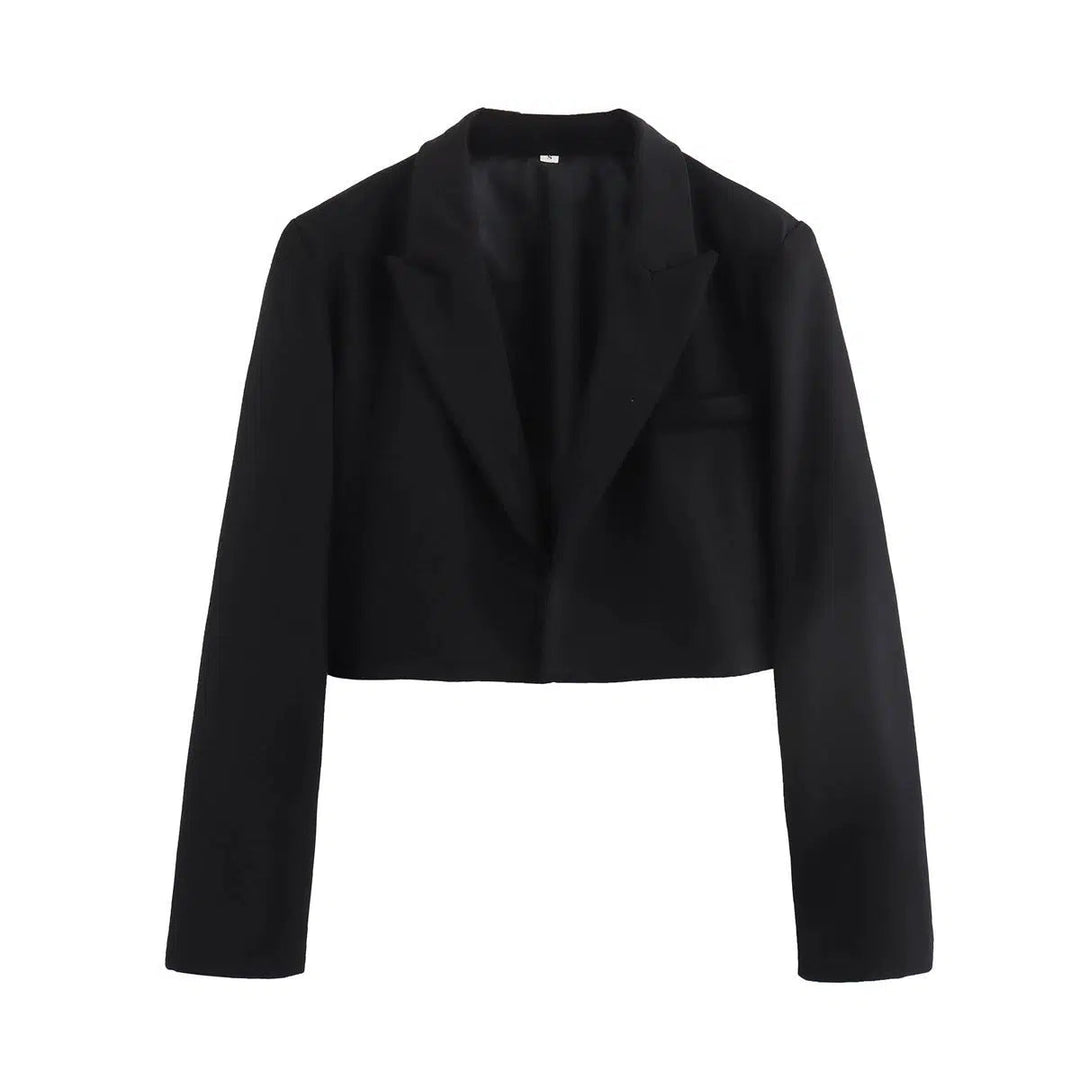 Pockets Cropped Blazer Jacket