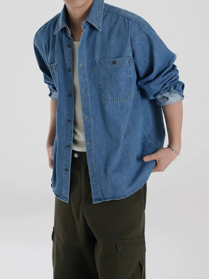 Pockets Denim Button-Up Jacket