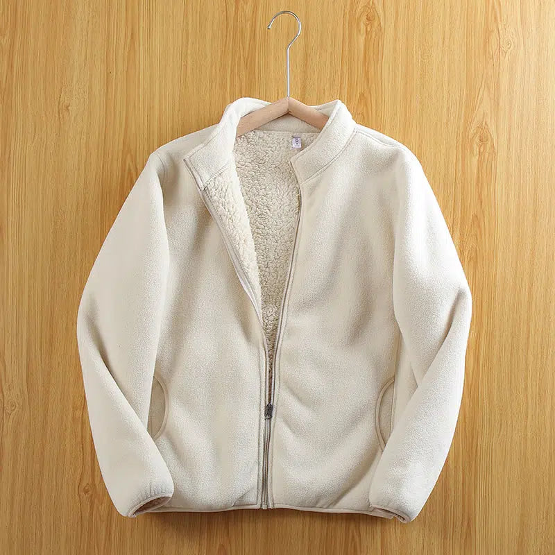 Polar Fleece Double Layer Cardigan Sweatshirt