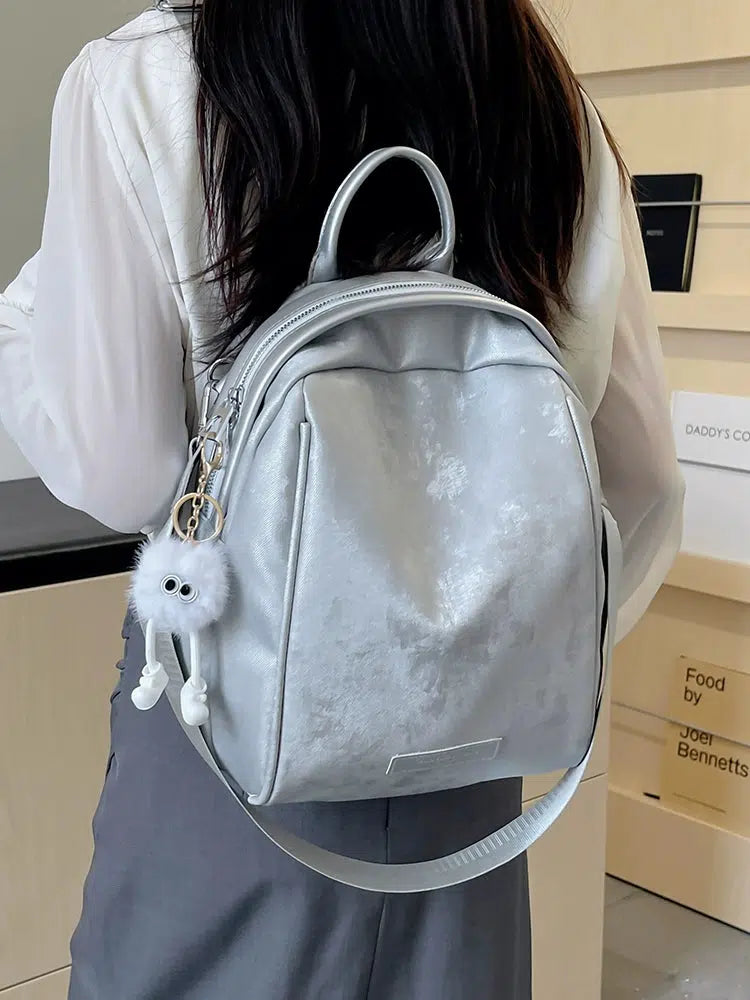 Pom Pom Keychain Casual Backpack