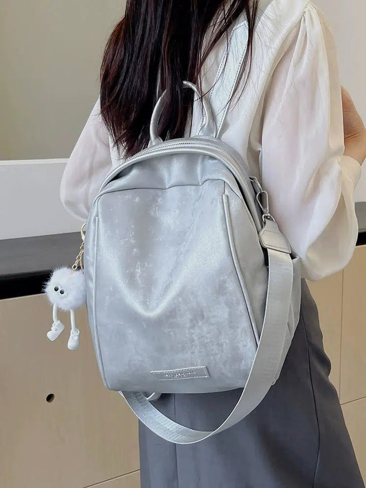 Pom Pom Keychain Casual Backpack