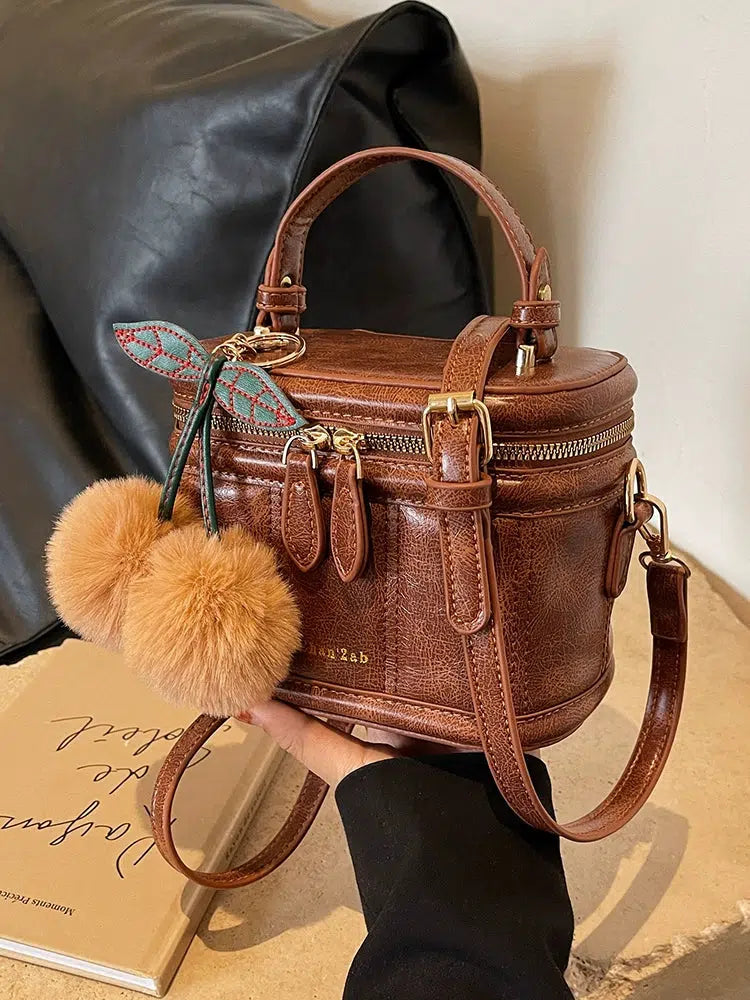 Portable Bucket Shaped Crossbody Bag