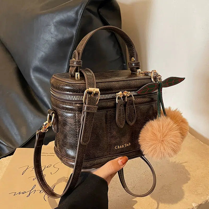 Portable Bucket Shaped Crossbody Bag