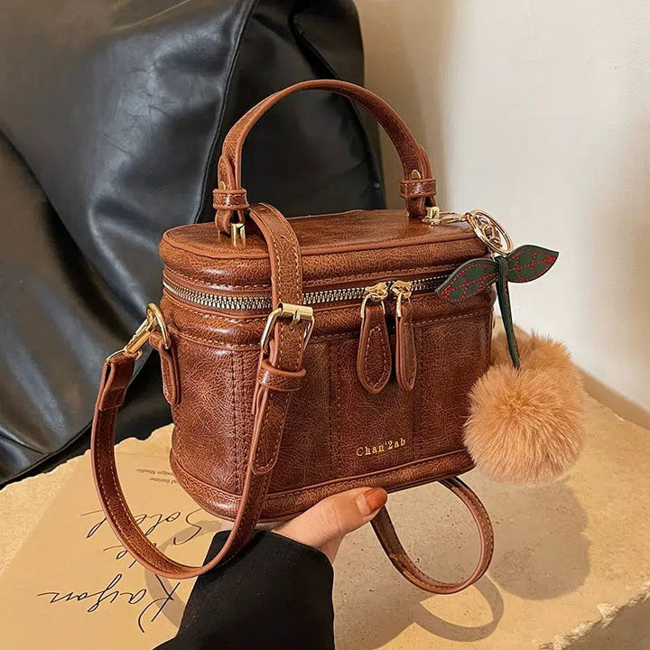 Portable Bucket Shaped Crossbody Bag