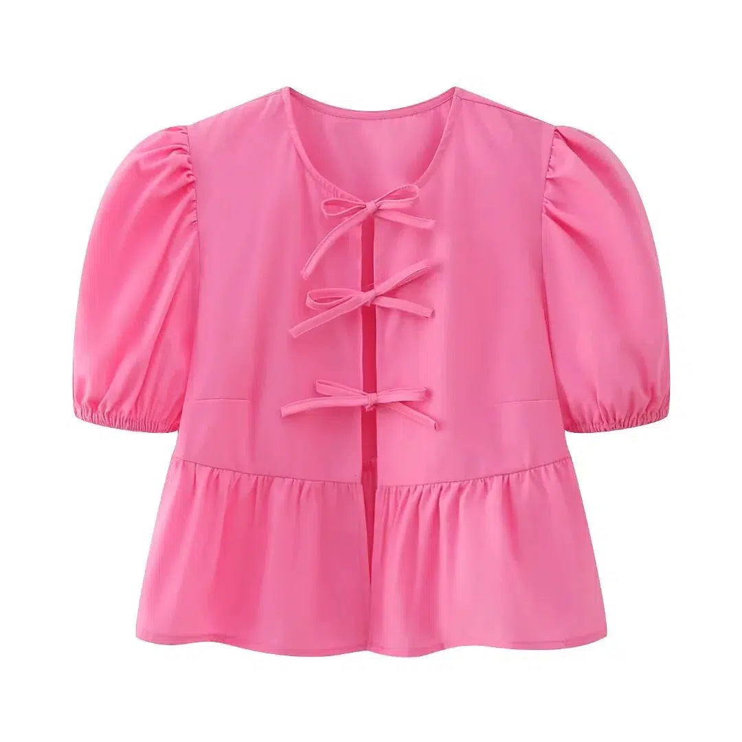 Puff Sleeve Peplum Tops