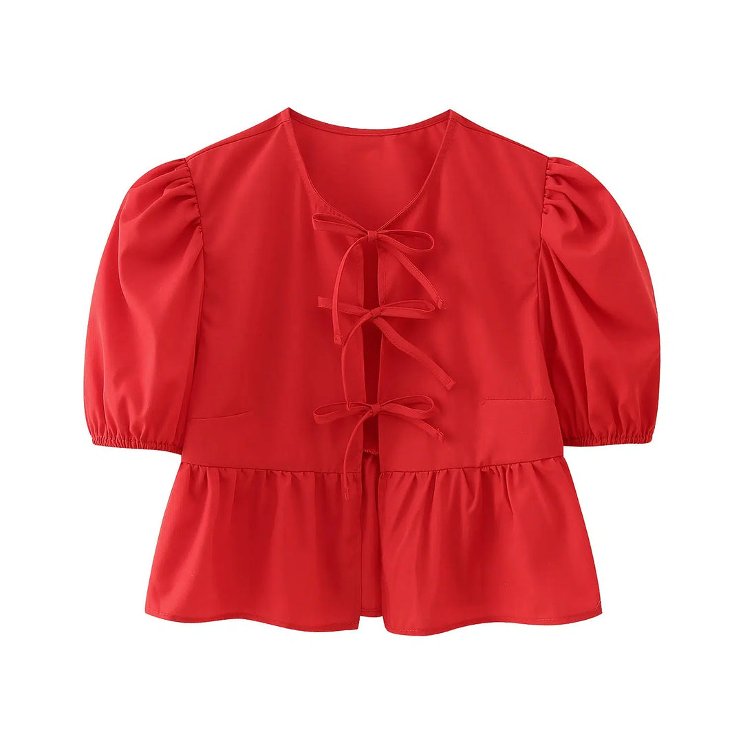 Puff Sleeve Peplum Tops