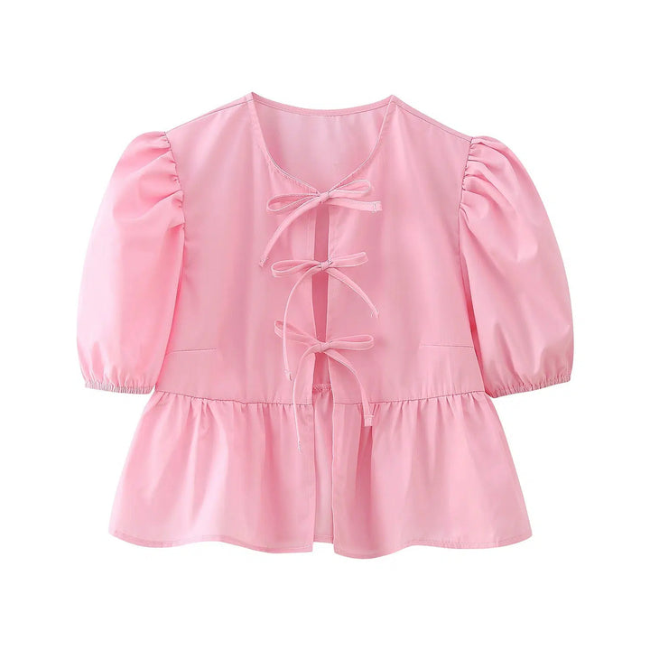 Puff Sleeve Peplum Tops