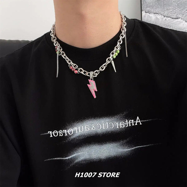 Punk Lightning Bolt Chain Necklace