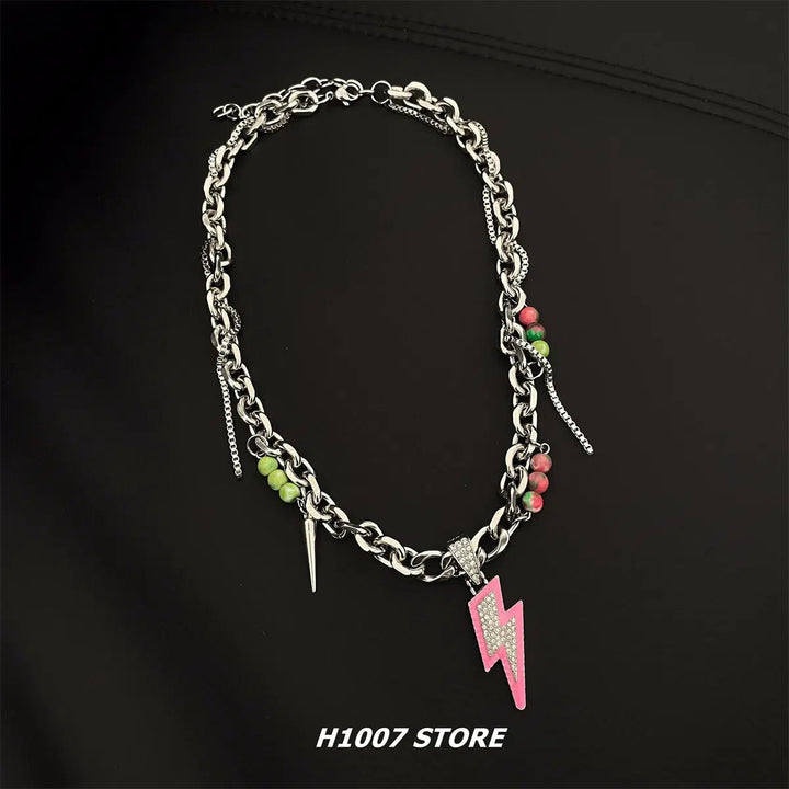 Punk Lightning Bolt Chain Necklace