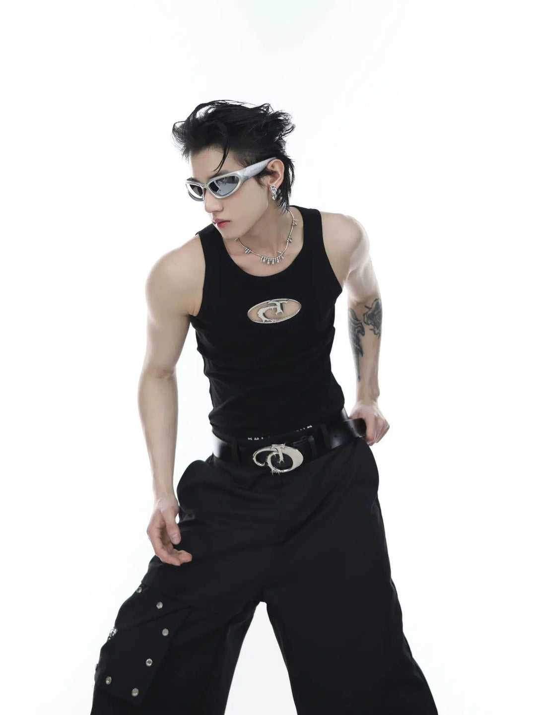 Punk Metal Hollow Pattern Sleeveless Vest