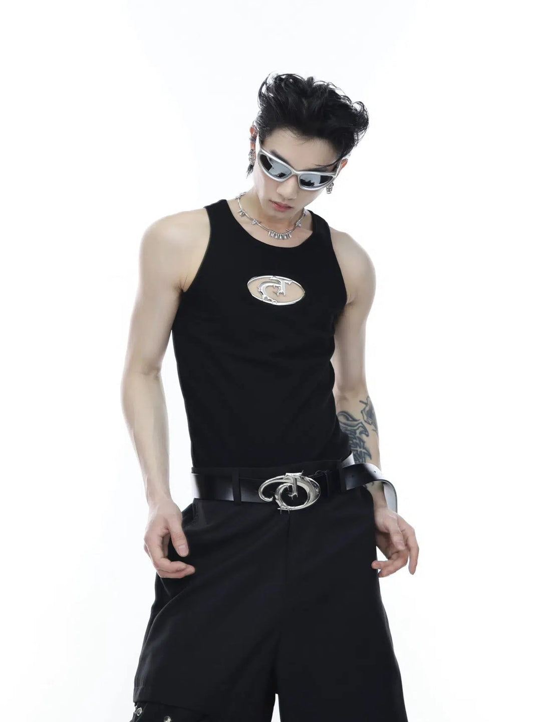 Punk Metal Hollow Pattern Sleeveless Vest