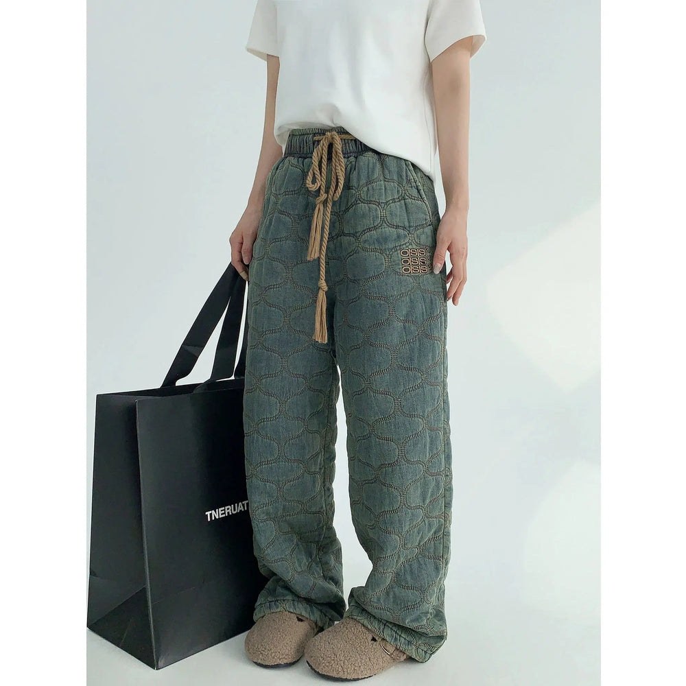 Quilted Drawstring Waist Pants