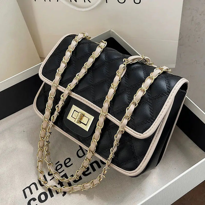 Quilted Chain Strap Small Square Bag