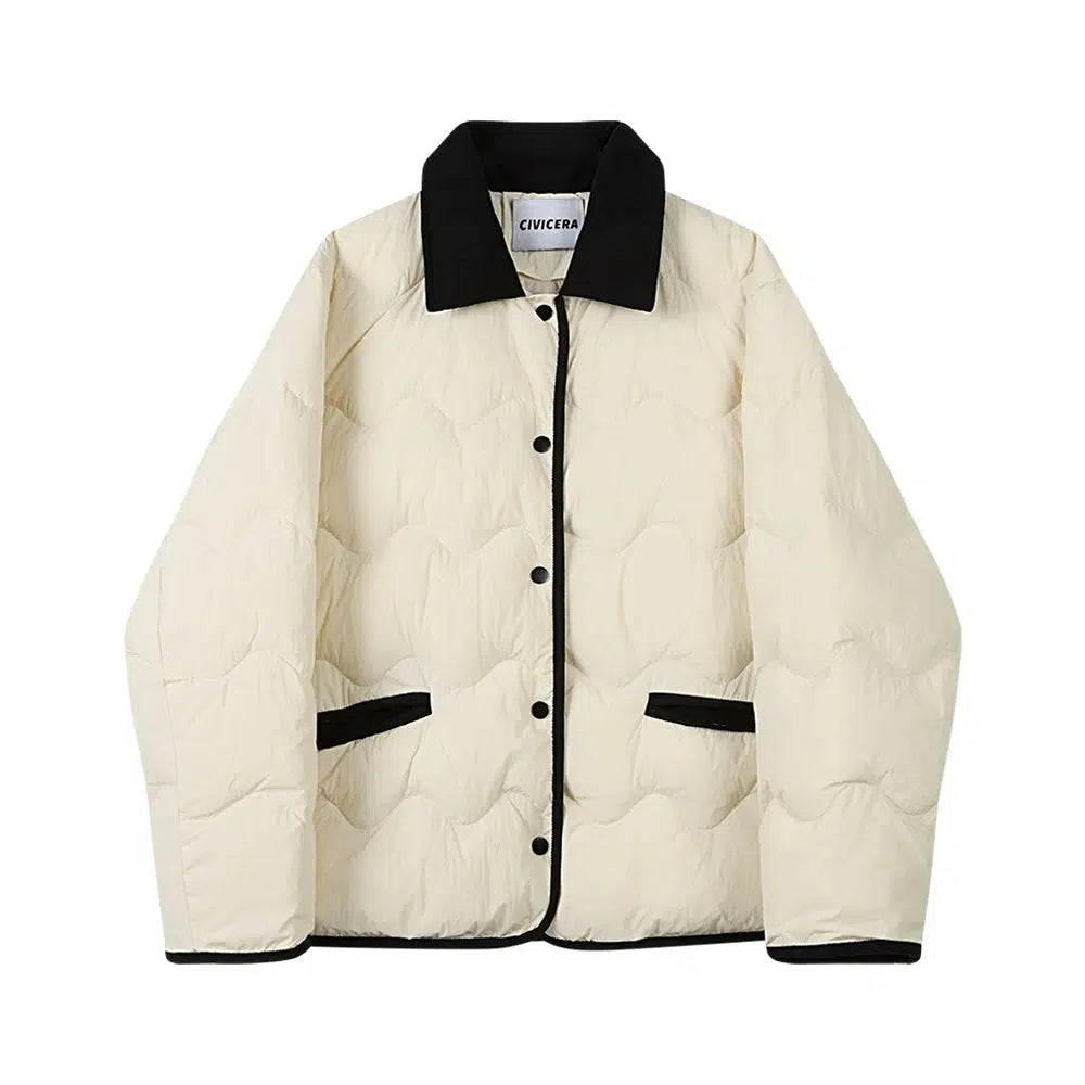 Contrast Trim Quilted Down Jacket