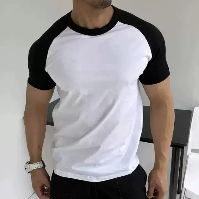 Raglan Contrast Color Round Neck T-shirt