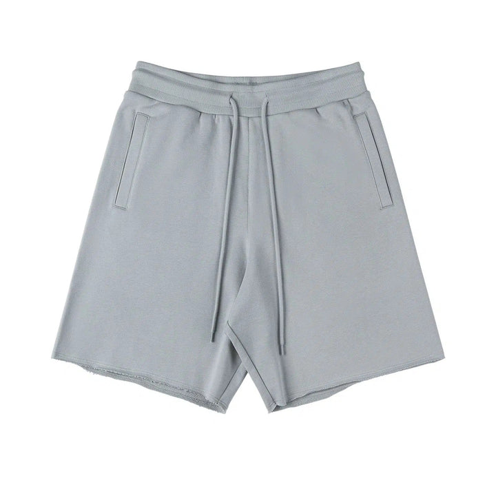 Raw Edge Drawstring Mid-length Shorts