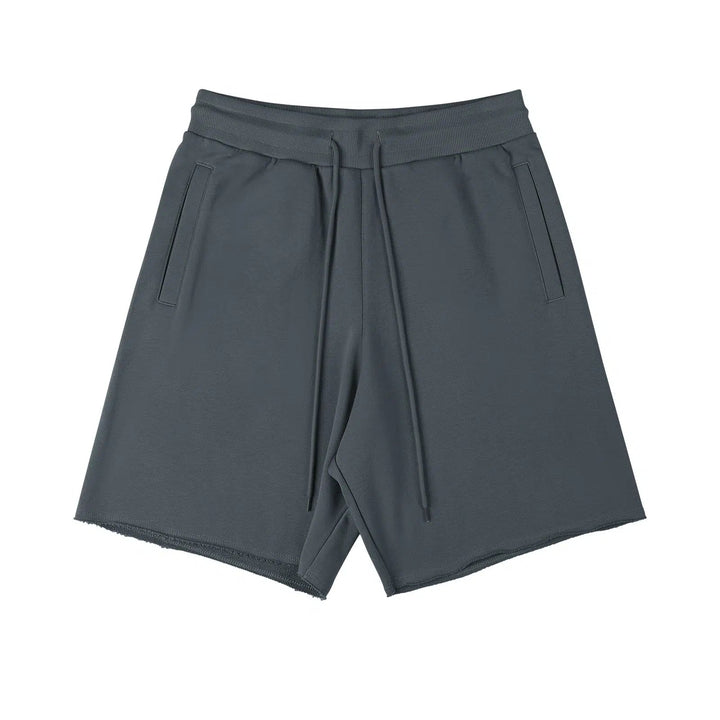 Raw Edge Drawstring Mid-length Shorts