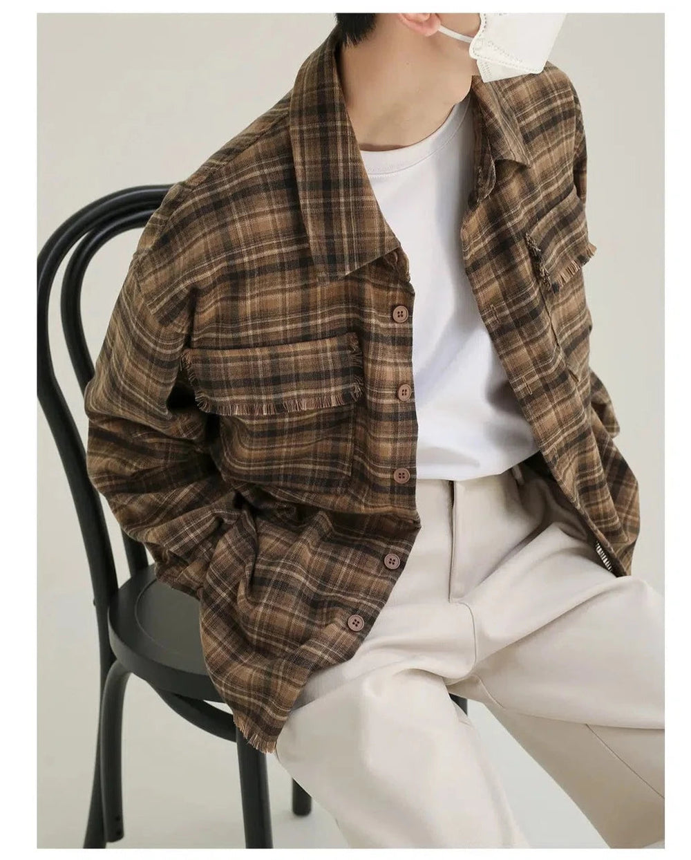 Raw Edge Plaid Shirt