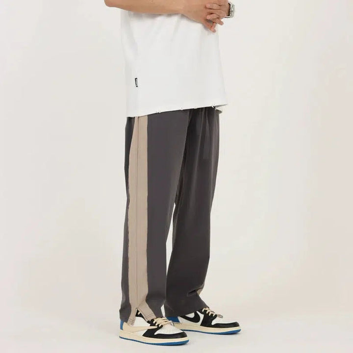 Raw Edge Side-Stripe Casual Pants